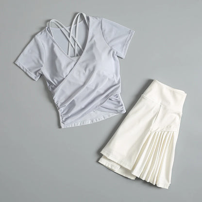 Tennis sports suit for women in summer slim slim yoga quick-drying breathable clothes outdoor badminton fitness exercise clothes