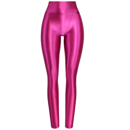 MJINM Sexy Glitter Soft Smooth High Waist Double-layered Small V-crotch Ankle-length Pants Yoga Fitness Gymnastic Tight Leggings