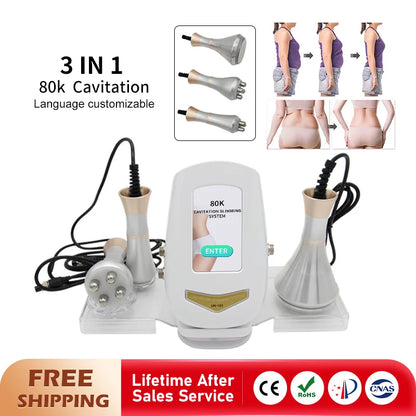 3 in 1 80k Cavitation Machine For Weight Loss Plastic Massage Relaxation Resistance To Wrinkles And Firming Skin Home Massager