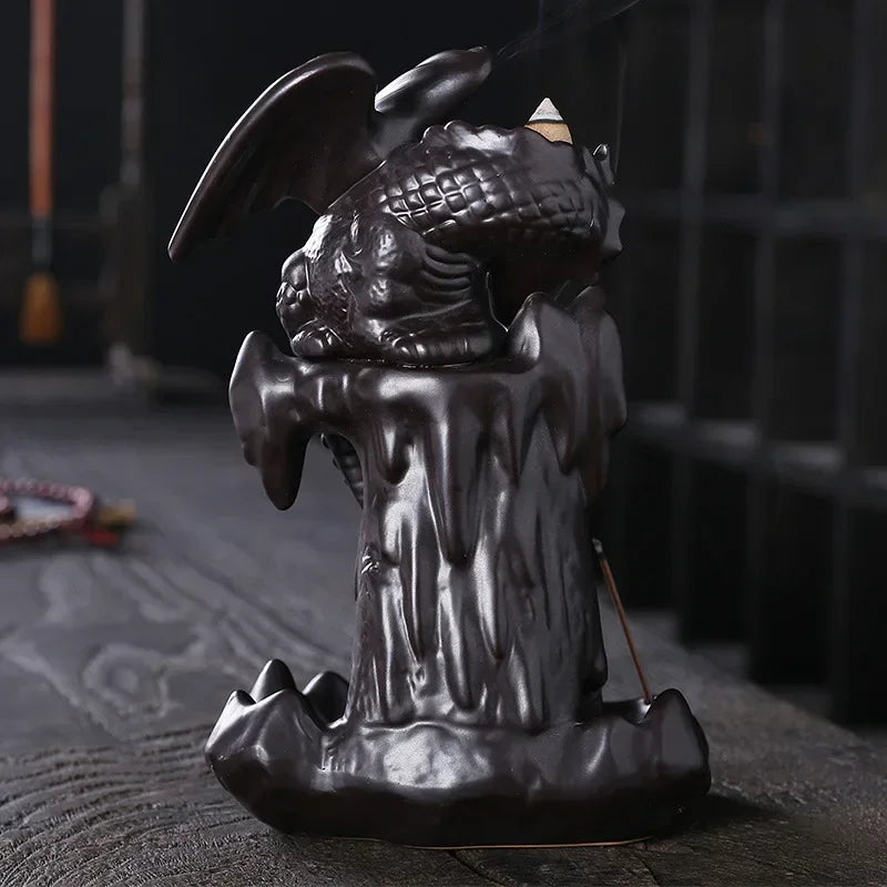 Purple Sand Ceramic Dragon Incense Waterfall Castles Smoke Fountain Backflow Creative Decoration Fragrance Home Dragons Statue