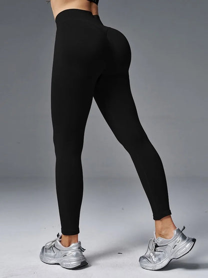 2026 Women Mid-waist Solid Sports Leggings Casual Skinny Pink Yoga Pants Female Fitness Running Long Trousers Gym Cycling Tights