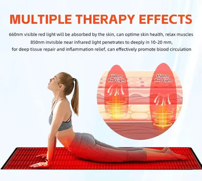 660nm 850nm LED Red Light Therapy Yoga Mat Home Health Relaxation Equipment Whole Body Near Infrared Mat 2025 New