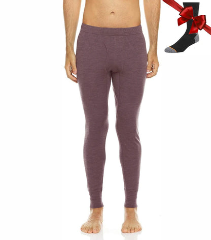 100% Merino Wool Men Base Layer Bottom Pants Merino Wool Thermal Underwear Pants Leggings Long Johns Warm Baselayer Bottom+Socks