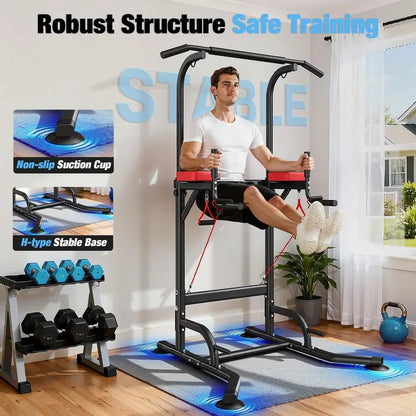 Power Tower Pull Up Bar Station, 450LBS Stable Power Tower Training HeavyDuty Fitness Equipment for Home Gym