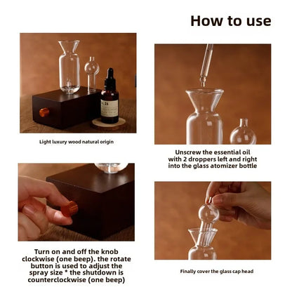 Rechargeable Portable Aroma Diffuser Vintage Tungsten Filament Lamp Aromatherapy Machine Humidifier Lighting Sandalwood Pure