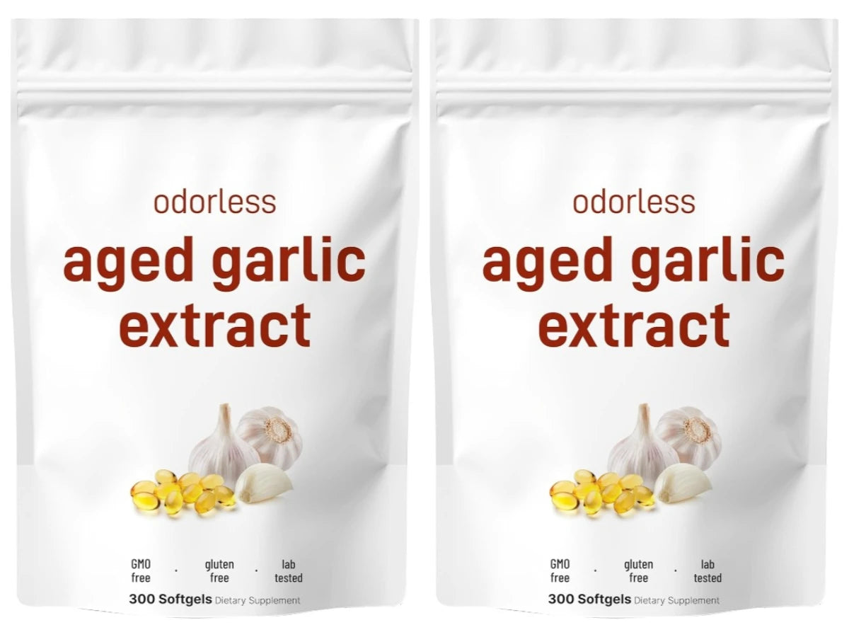 Odorless Garlic Oil Capsules 2 Years Aged Garlic Extract Natural Herbal Supplements Wirh Grown Allium Sativum Bulb 300 Softgels