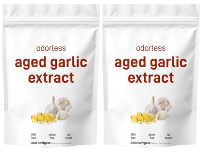 Odorless Garlic Oil Capsules 2 Years Aged Garlic Extract Natural Herbal Supplements Wirh Grown Allium Sativum Bulb 300 Softgels