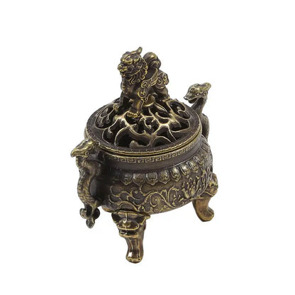 Chinese Style Auspicious Cloud Incense Burner Double Dragon Carved Censer Home Incense Holder Decoration