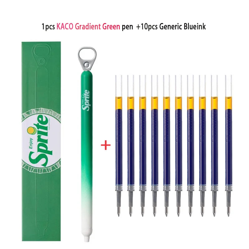 New KACO x Sprite Limited Edition Gel Pen,Dual Ball Pen Quick Drying Stylo 0.5mm Click Smooth Writing For School&Journaling