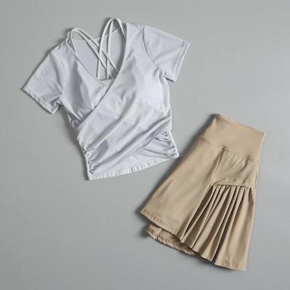 Tennis sports suit for women in summer slim slim yoga quick-drying breathable clothes outdoor badminton fitness exercise clothes