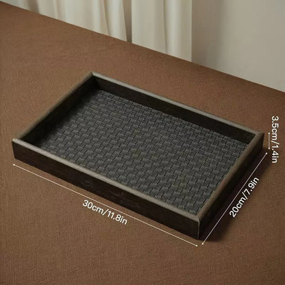 Elegant Woven Faux Leather Tray for Cosmetics, Perfume & Aromatherapy Storage Tray - Key Holder & Decorative Storage Plate