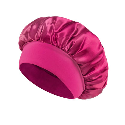 1/2/5PCS Women's Satin Solid Wide-brimmed Sleeping Hat Unisex Head Wrap Elastic Band Cap Hair Care Bonnet Night Hat Bonnet Nuit