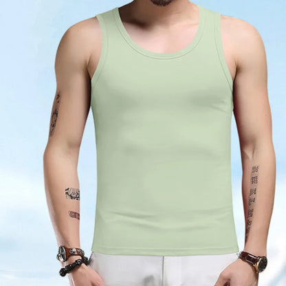 63% Cotton 24% Bamboo Fiber Tank Top Men Breathable Men's Summer Sleeveless T-shirt White Black Sports Fitness Tops Vest For Man