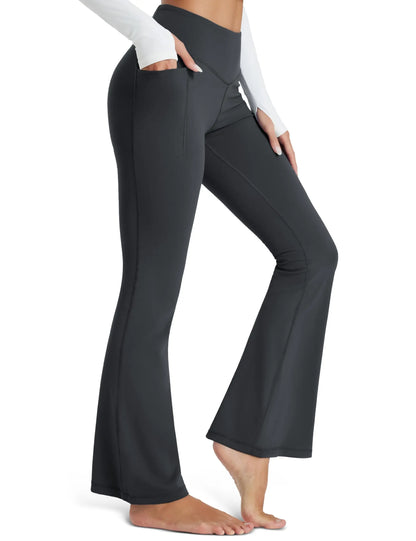 TACVASEN Womens Yoga Flare Leggings with Pocket  Wide Leg Stretch Moisture Wicking Pants High Waisted Tummy Control Yoga Pants