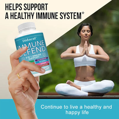 Advanced Immune Support, 8-in-1 Supplement, with Vitamin C, D, B6, Zinc, Elderberry, Turmeric, Ginger & Echinacea, Antioxidants