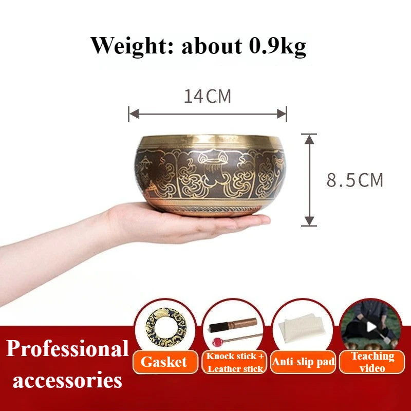Yoga Meditation Singing Bowl Relaxation Sleeping Sound Bowl Tibetan Handmade Copper Singing Bowls Therapy Percussion Instruments
