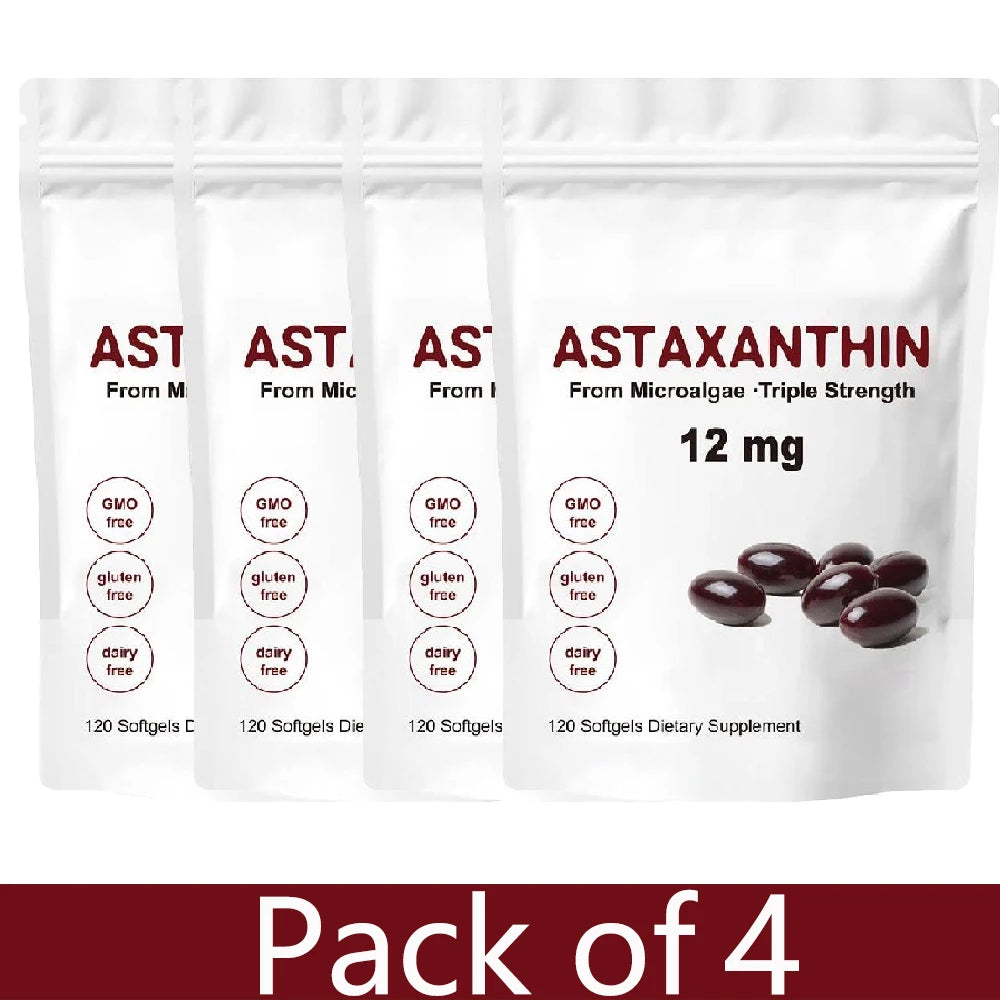 Astaxanthin 12mg - 120 Softgels | Premium Astaxanthin Antioxidant Supplements | Fresh Microalgae | Non-GMO, Gluten Free Soy-Free