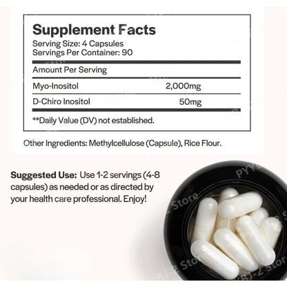 Women Myo & D-Chiro Inositol Capsule Daily Nutrition Supplements for Hormonal Balance and Ovarian Health Support 120 Count