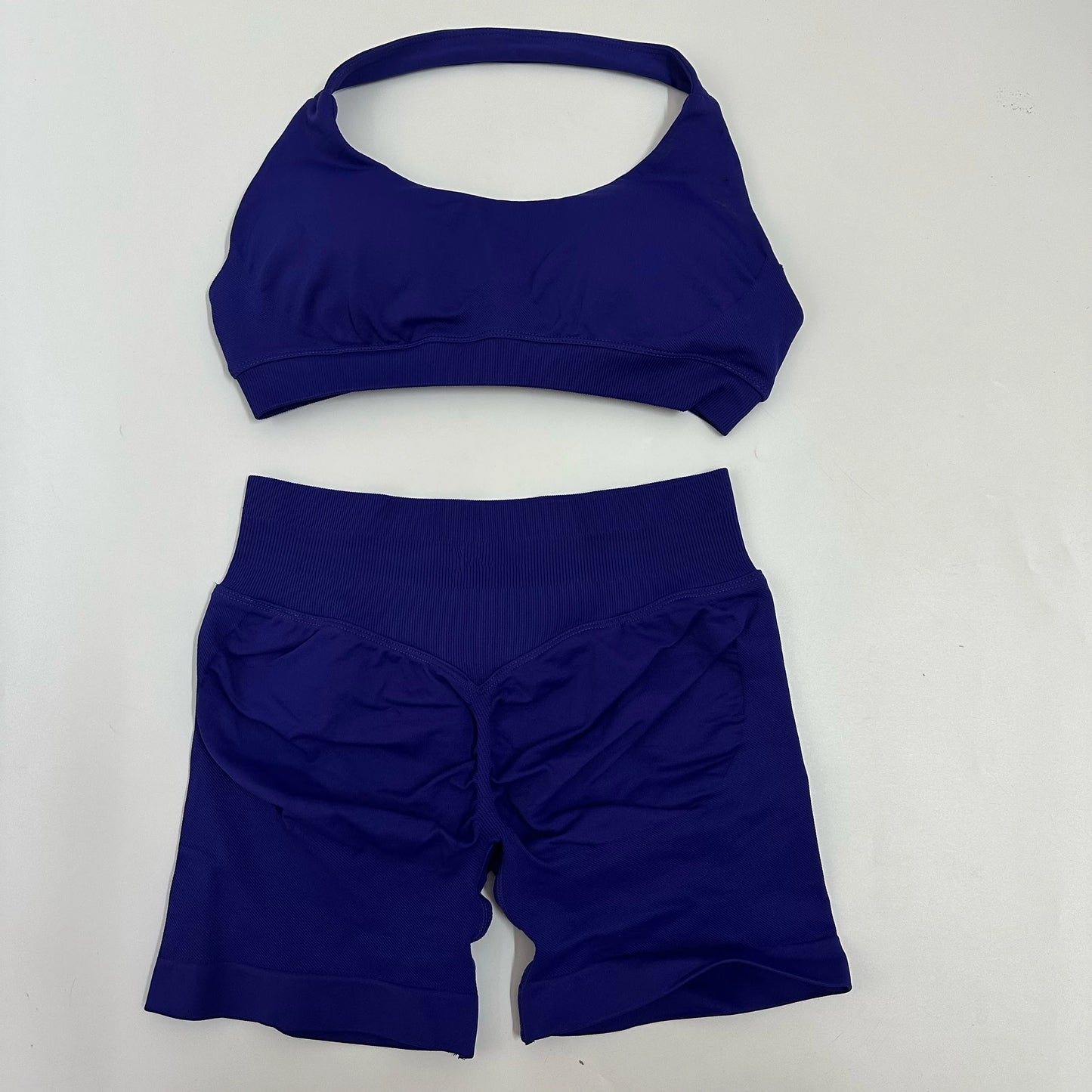 Yoga Shorts Sets Seamless Yoga Set Women 2Pcs Halter Sports Bra Scrunch Butt Gym Shorts Set Workout Clothes Summer Sportswear