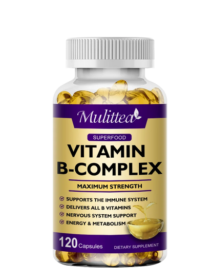 Mulittea 3X Complex Vitamin B  Supplements (B12 B2 B6)for Relieve Stress Improve Immunity System Energy Support