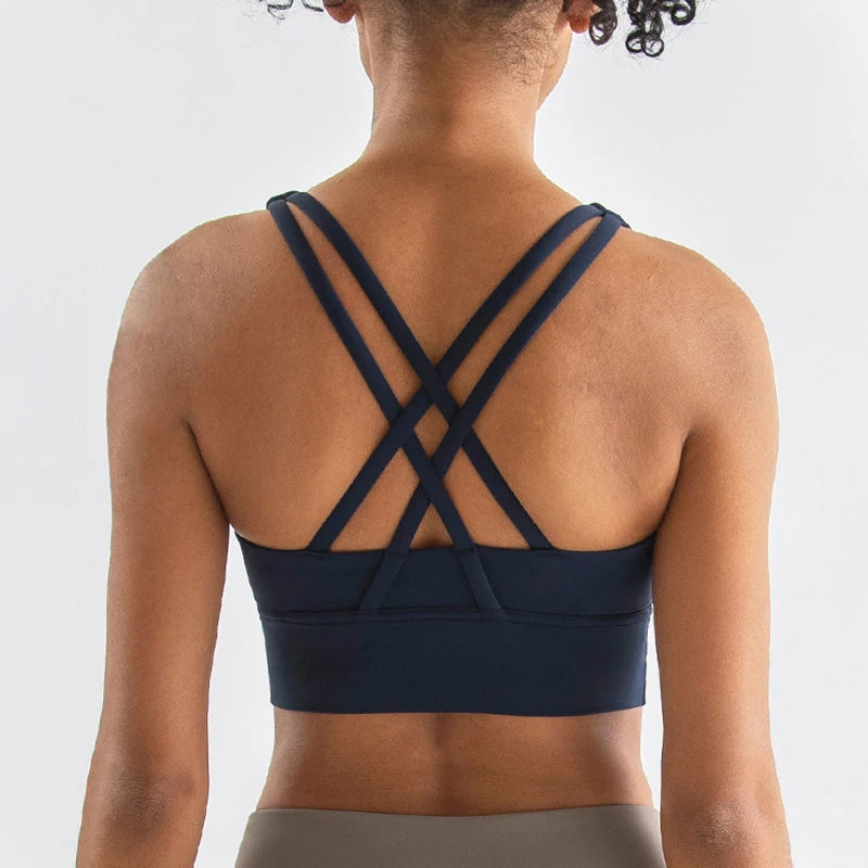 TRY TO BN Women Bra Yoga Sports Bralette Nylon Breathable Fitness Top Underwear Cross Sexy Back  Anti-Shake Gym Female Bras
