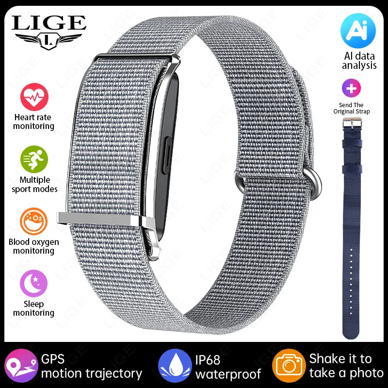 LIGE New GPS Motion Trajectory Fitness Smart Bracelet Heart Rate Pressure Health Monitor Smartwatch Sports Step Electronic Band