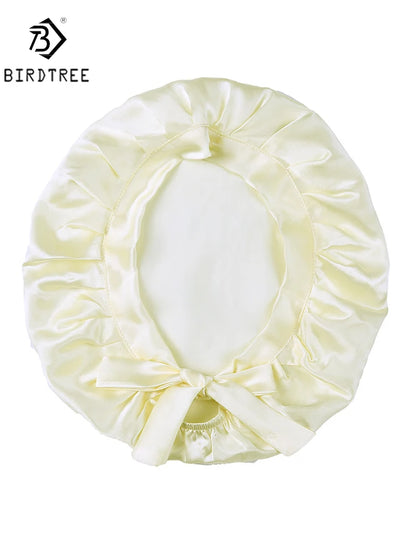 BirdTree 100% Real Silk Sleep Cap for Women, Hair Care Natural 19 Momme Silk Postpartum Hat, Night Bonnet with Tie T32101X