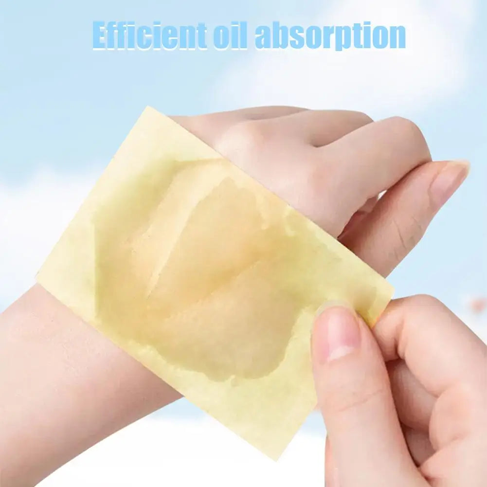 100PC Face Oil Blotting Papers with Mirror&Makeup Puff Instantly Control Facial Shine and Refresh Skin, Oil Control Care