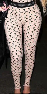 Moon Print Sports Leggings Trousers Elastic Slimming Casual Wear Outdoor Indoor ular Long Pants Thin Material Fem