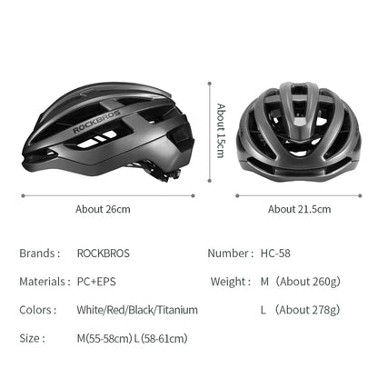 ROCKBROS Bicycle Helmet Breathable Ultralight Integrally-Molded Unisex Shockproof Adjustable Road Bike Helmet Cycling Equipment