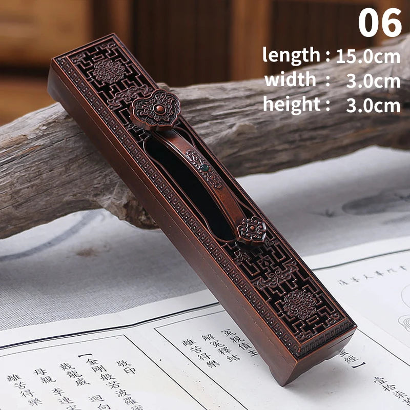 Creative Retro Black Wooden Incense Holder Home Office Incense Burner Carving Censer Box Traditional Chinese Type Wood Handmade