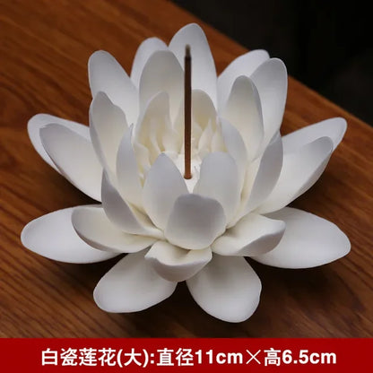 Ceramic White Lotus Incense Burner Home Decor Incense Stick Holder Buddhist Aromatherapy Incense Censer Use In Office Teahouse