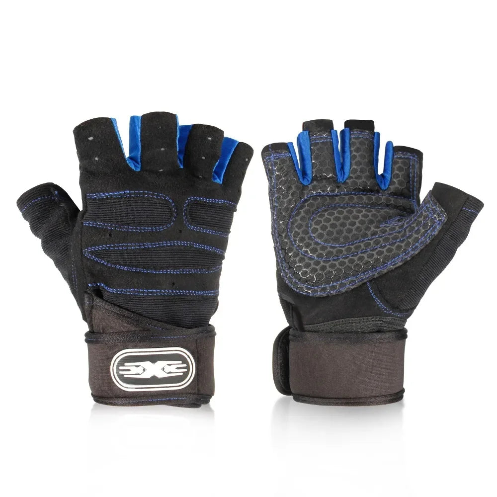Men Women Gym Gloves Half Finger Cycling Gloves Fitness Weight Lifting Body Building Training Sports Exercise Workout Gloves