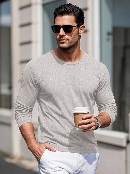 MAGCOMSEN Men's Long Sleeve T-Shirt Cotton Crew Neck T-Shirt Casual Light Work Spring and Autumn Tops