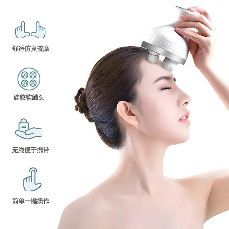 Tuhopeta Scalp Massager 3D Kneading Shiatsu Head Relaxation Device USB Rechargeable Electric Massage with Tension Relief Pets