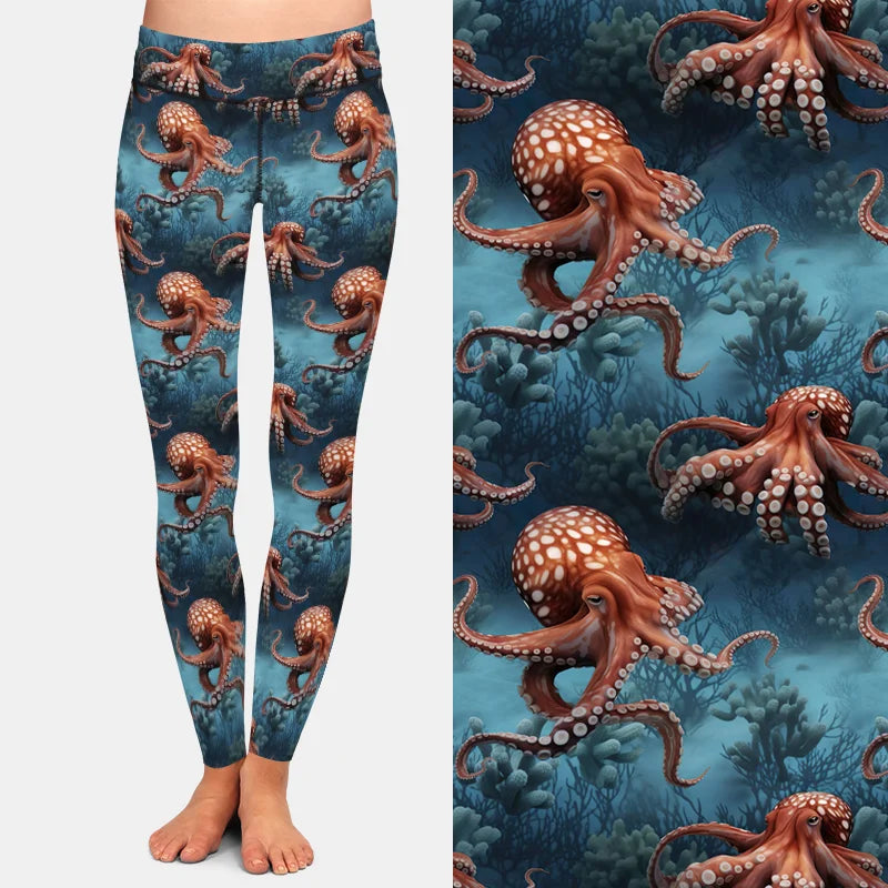 New High Waist Flower Printed Women's Leggings Sports Tight Pants High Quality High Elasticity Slim Fit Tight Pants
