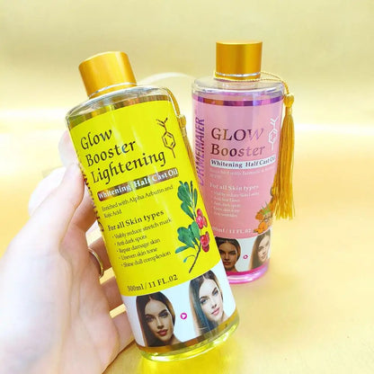Face Ligthening Massage Oil with Arbutin Kojic Acid, Turmeric Oil for Glowing Skin, Brightening Moisturizing Peeling Oil 300ml