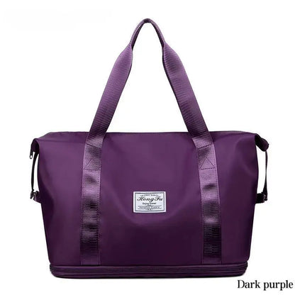 Expandable large-capacity storage luggage bag, water-resistant sports and fitness handbag, casual travel luggage bag