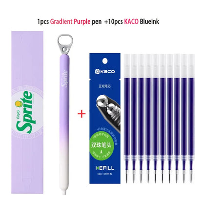 New KACO x Sprite Limited Edition Gel Pen,Dual Ball Pen Quick Drying Stylo 0.5mm Click Smooth Writing For School&Journaling