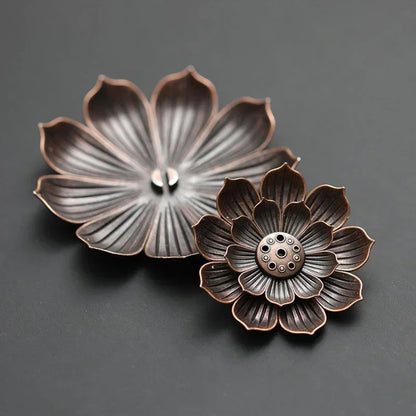 Backflow Incense Burner Stick Incense Holder Home Buddhism Decoration Coil Lotus Censer Bronze Air Vaporizer Home Decor Supplies