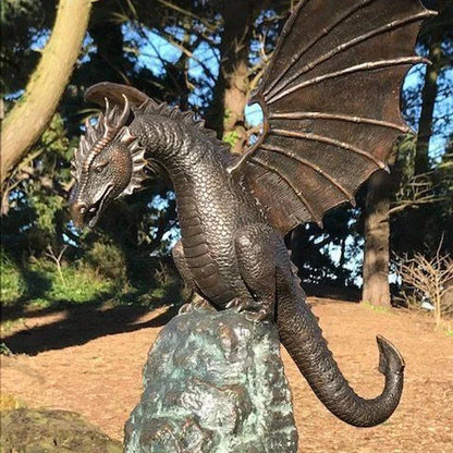Precision Casting Fire-breathing Dragon Sculpture Waterscape Resin Fountain Majestic Dragon Sculpture Home Garden Decoration