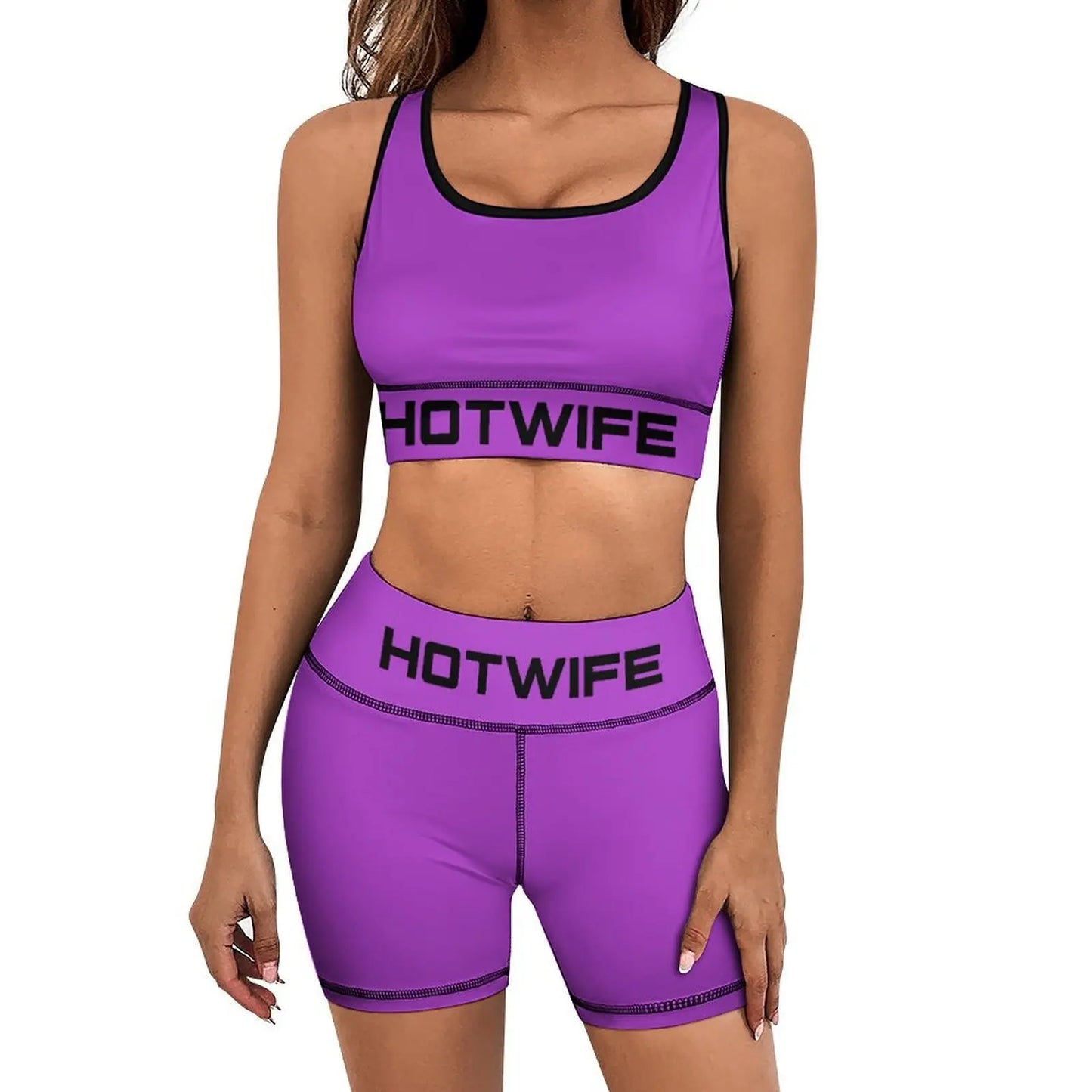 Hot Wife Pattern design Workout Outfits for Women 2 Piece Square Collar Sport Bra High Waist Yoga Leggings Sets