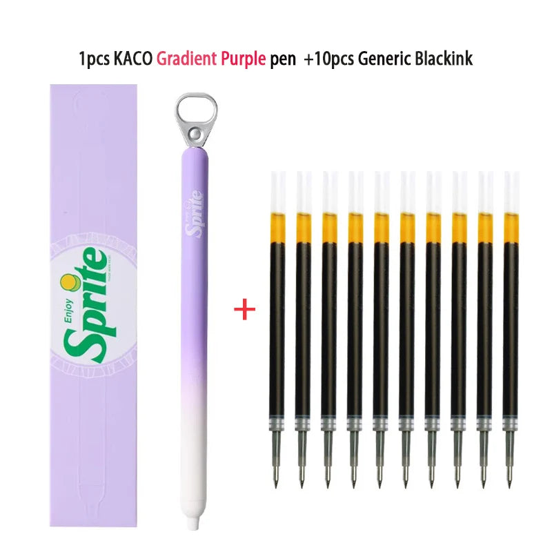 New KACO x Sprite Limited Edition Gel Pen,Dual Ball Pen Quick Drying Stylo 0.5mm Click Smooth Writing For School&Journaling