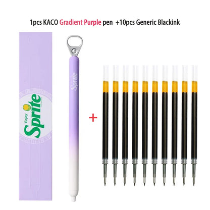 New KACO x Sprite Limited Edition Gel Pen,Dual Ball Pen Quick Drying Stylo 0.5mm Click Smooth Writing For School&Journaling