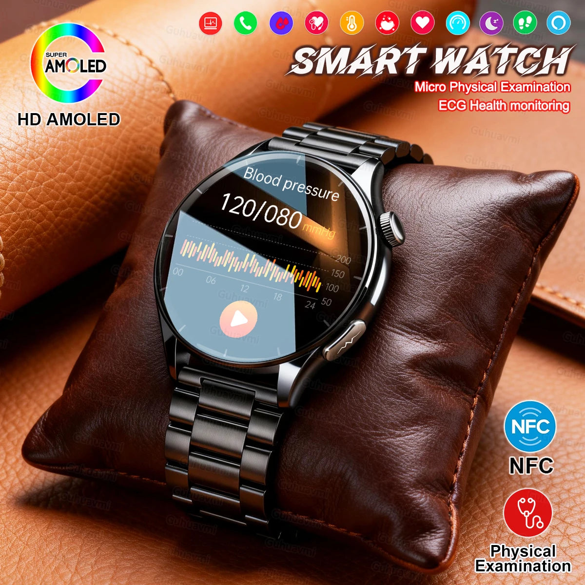 2026 New Smart Watch ECG+PPG Health monitoring Blood pressure UricAcid  Fitness Tracker Clock Sport Call Smartwatch Custom dial