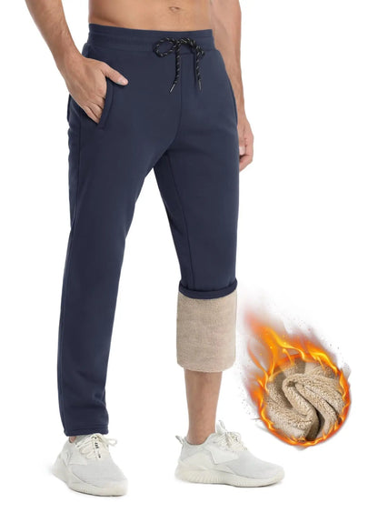 TACVASEN Winter Fleece Pants Mens Thicken Warm Thermal Trousers Drawstring Elastic Waist Jogging Pants Fitness Running Jogger