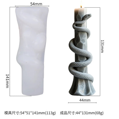 Flower Snake Pillar Candle Molds Silicone Mold DIY Cylindrical Aromatherapy Candle Plaster Animal Mold Form Halloween Decor