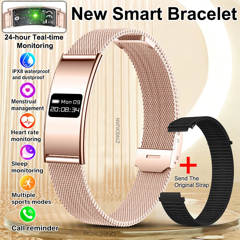 New Fashion Women Smart Bracelet IPX8 Waterproof Heart Rate Sleep Monitor Health Sports Fitness Tracker Call Reminder Smartwatch