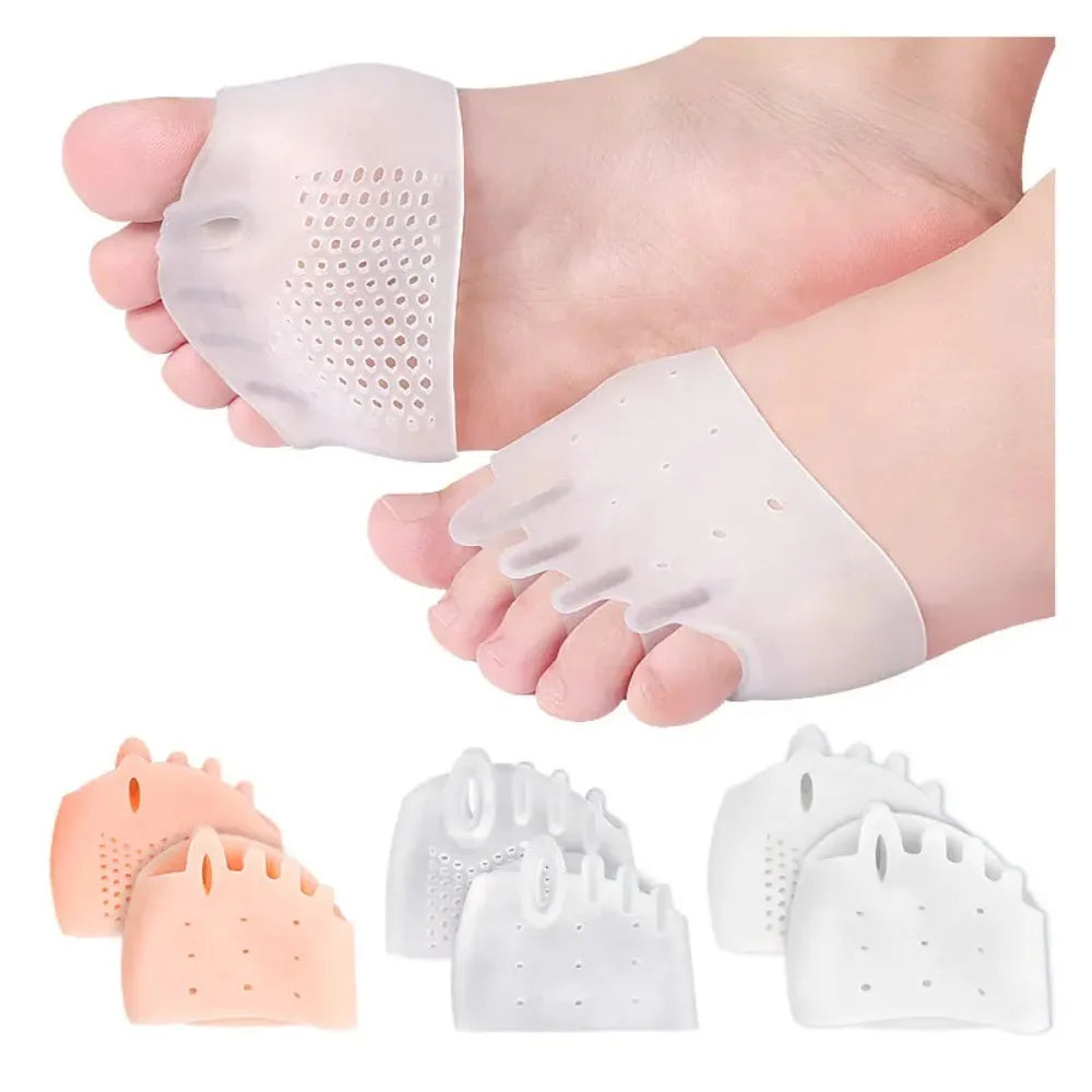 2pcs Silicone Toe Separator Hallux Valgus Corrector Bunion Orthotics Protector Pain Relief Forefoot Pad Socks Foot Care Pedicure