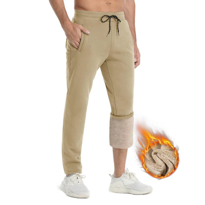 TACVASEN Winter Fleece Pants Mens Thicken Warm Thermal Trousers Drawstring Elastic Waist Jogging Pants Fitness Running Jogger